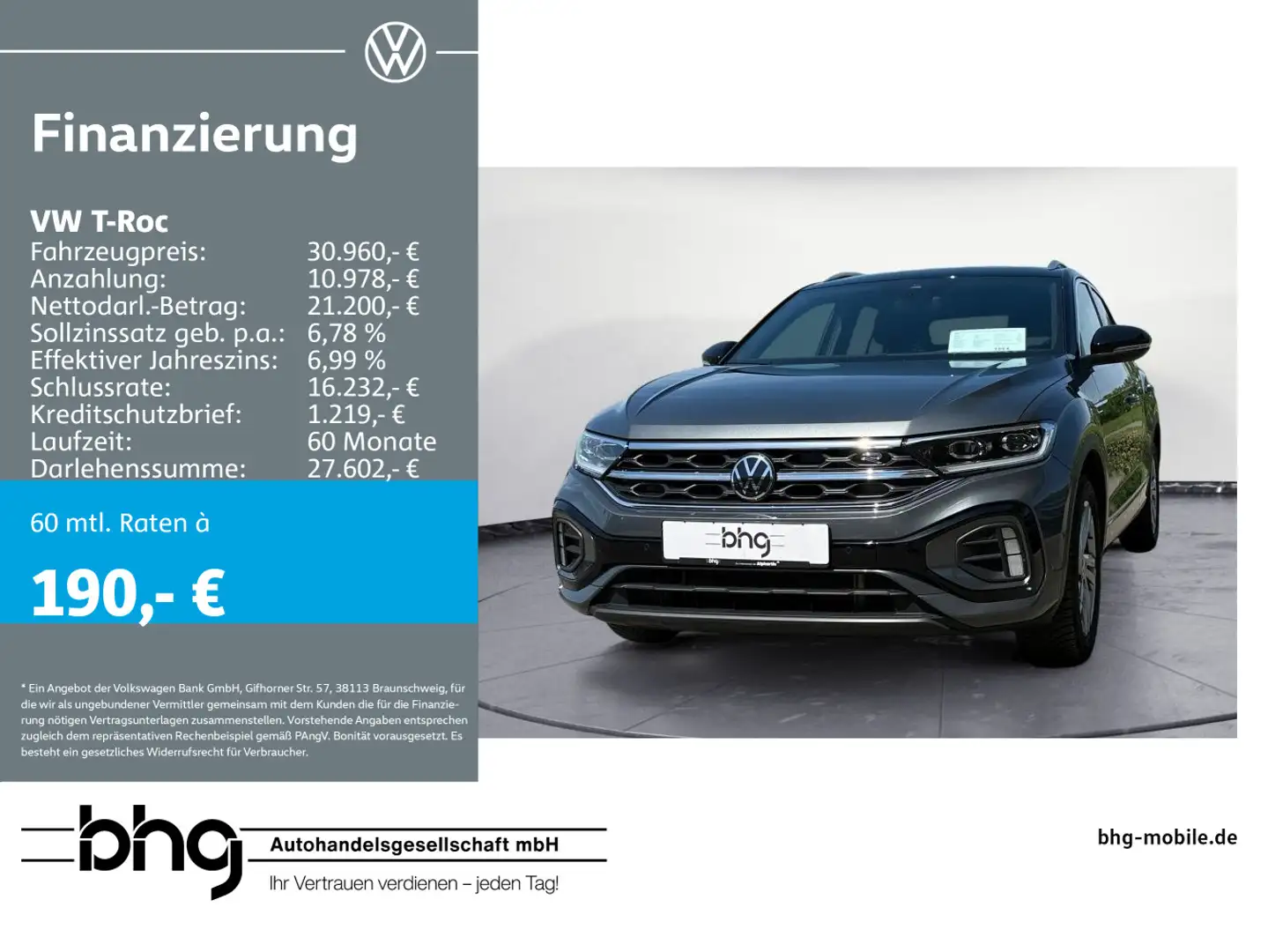 Volkswagen T-Roc 2.0 TDI R-Line DSG CAR-PLAY KAMERA ACC AHK Grau - 1