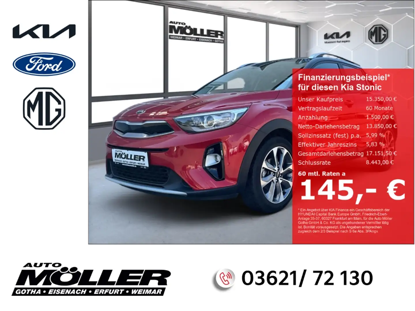 Kia Stonic Dream Team Edition 1.0 AHK Navi Klimaautom Rosso - 1