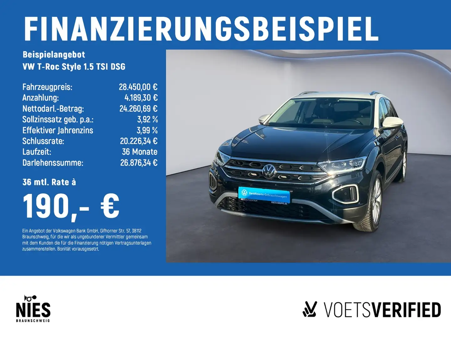 Volkswagen T-Roc Style 1.5 TSI DSG RearView+LED+App-Connect Schwarz - 2