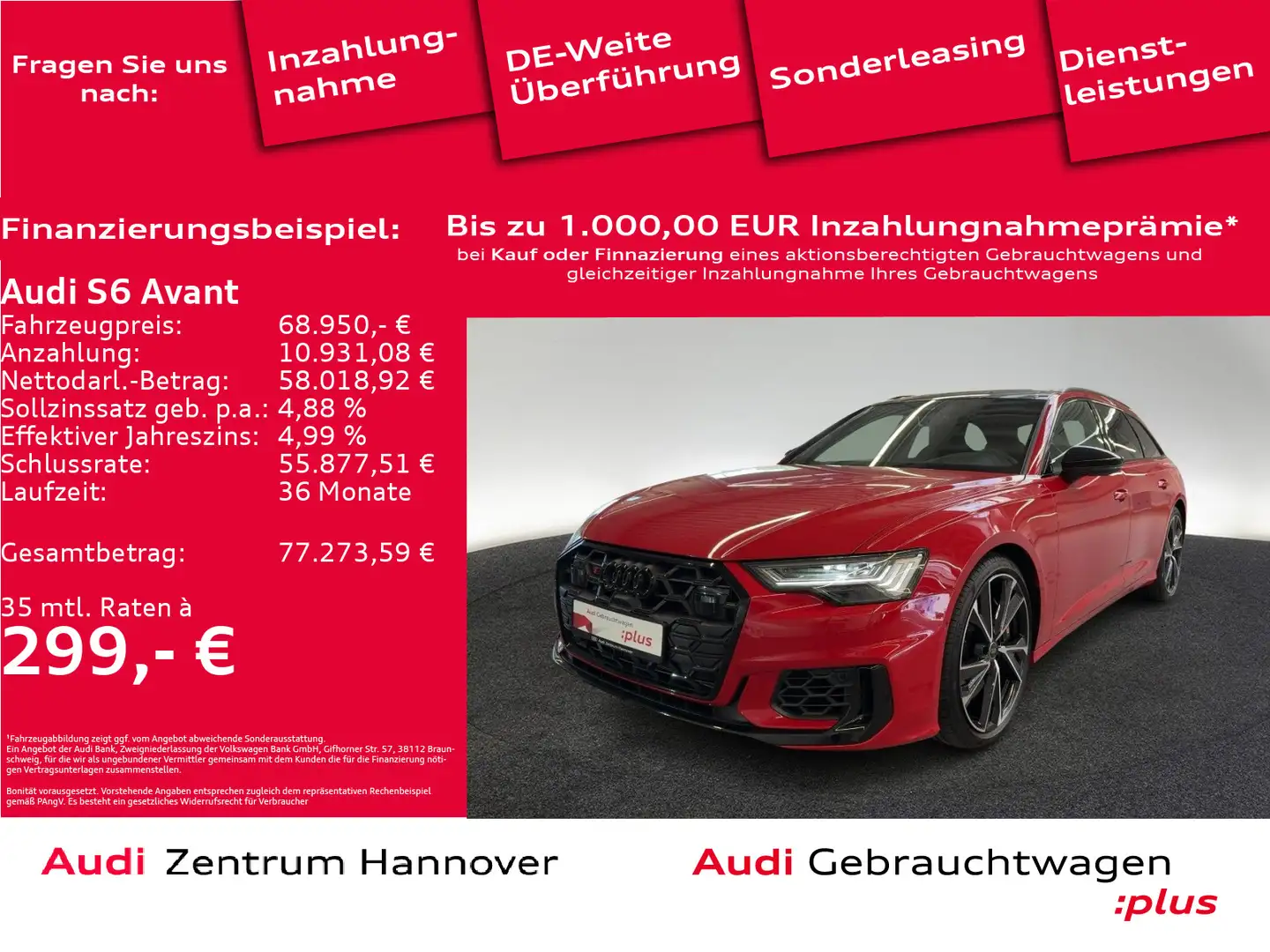 Audi S6 55 TDI quattro Standh. Head-Up Pano HD Rot - 1