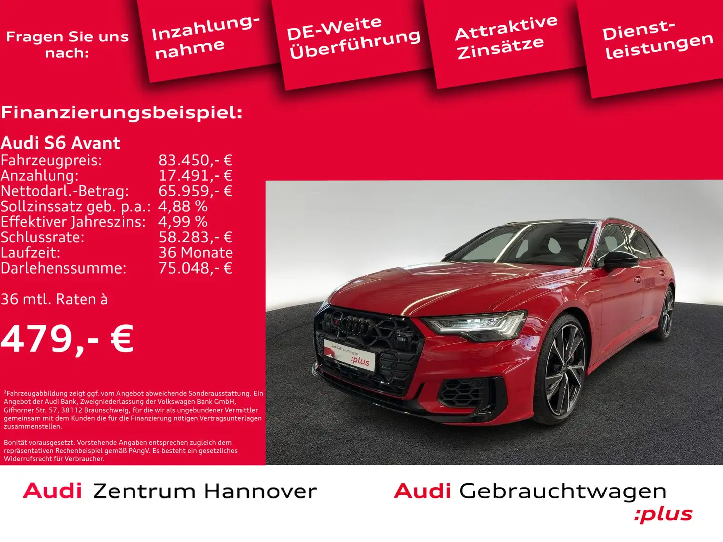 Audi S6 55 TDI quattro Standh. Head-Up Pano HD Roşu - 2