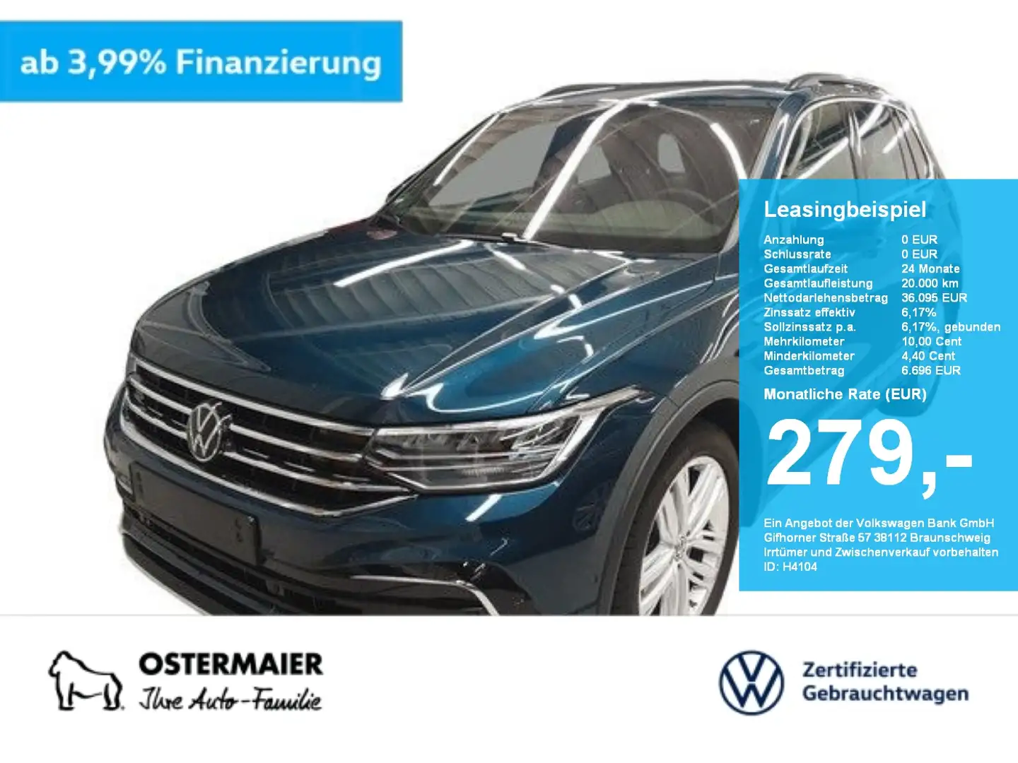 Volkswagen Tiguan R-LINE 2.0TDI 150PS ACC.5J-G.AHK.STHZG.KAMERA.NAVI Blau - 1