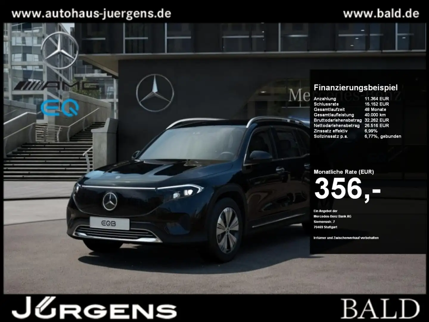 Mercedes-Benz EQB 350 4M Progressive/LED/Kamera/Totw/Distr/18" Schwarz - 1