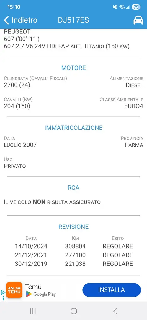 Peugeot 607 2.7 hdi Titanio c/pelle auto fap - 1