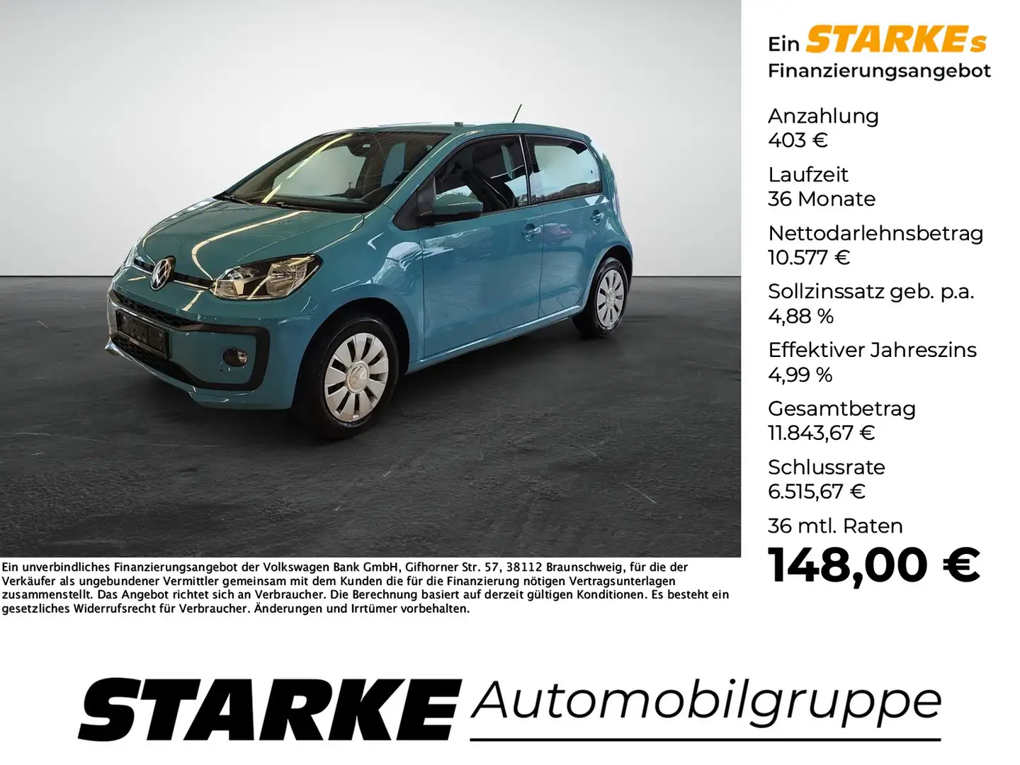 Volkswagen up! 1.0 MPI move up! Blauw - 1