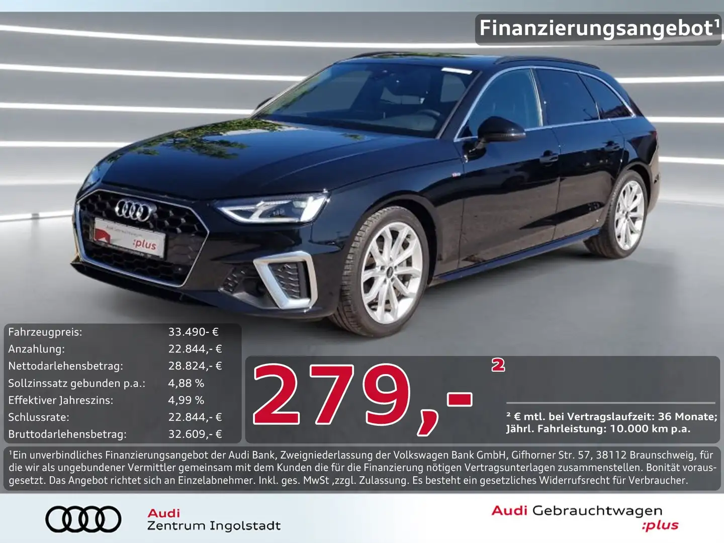 Audi A4 Avant 40 TDI S tronic 2x S line Pano NAVI 18" Schwarz - 1