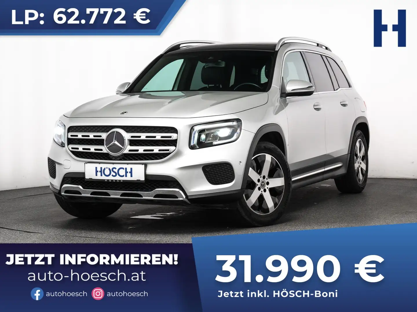 Mercedes-Benz GLB 200 4Matic Progressive STHZG PANO AHK ERSTBESITZ Silber - 1