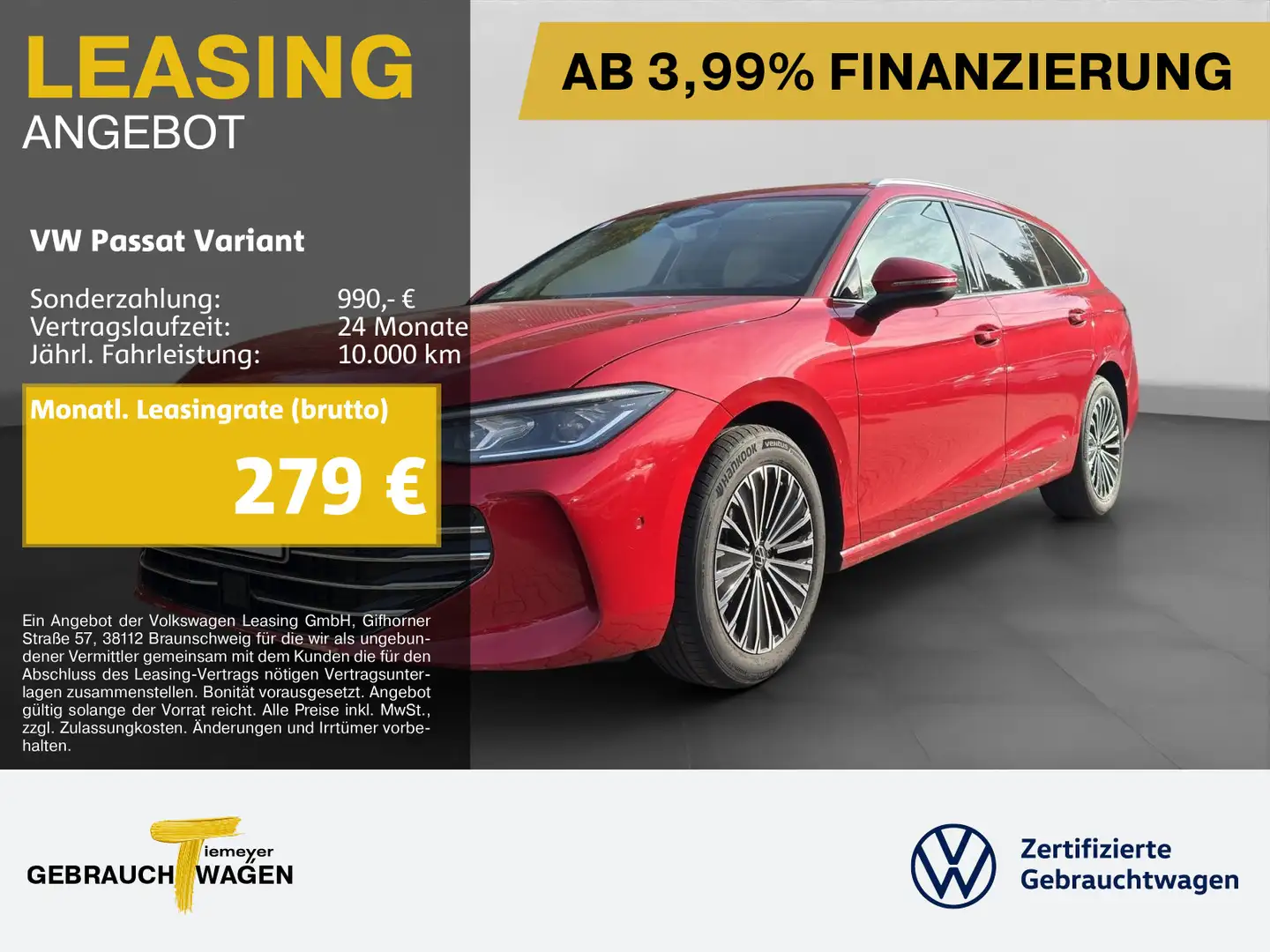 Volkswagen Passat Variant 2.0 TDI DSG ELEGANCE PANO HuD AHK Rot - 1