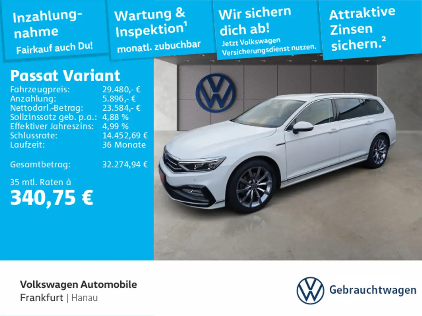 Volkswagen Passat Variant 2.0 TDI DSG Elegance AHK Navi Rea Weiß - 1