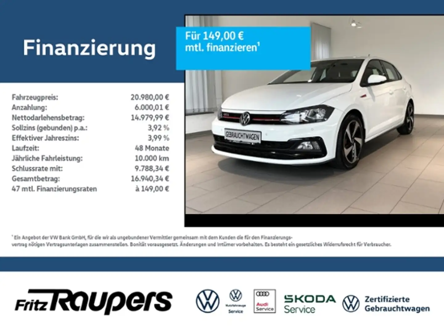 Volkswagen Polo 2.0 TSI DSG GTI +SITZHEIZNG+PDC Blanc - 1