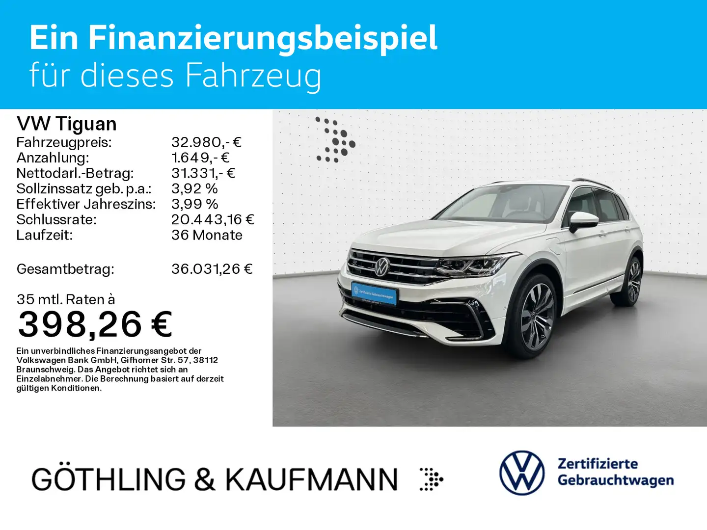 Volkswagen Tiguan R-Line 1.4 TSI eHybrid*NAVI*PANO*AHK*KAM* Weiß - 2