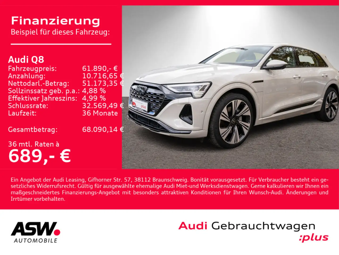 Audi Q8 e-tron Q8 50 e-tron S line quattr NAVI MATRIX UVP 99540 Beige - 1