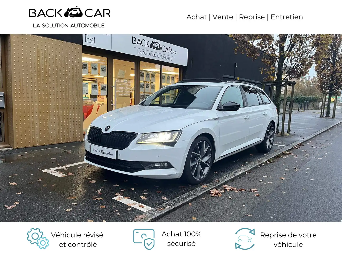 Skoda Superb 2.0 TDI 190 Sportline DSG6 TOIT OUVRANT/ SIEGES CHAUFFANT/ MATRIX LED/ CARPLAY Blanc - 2