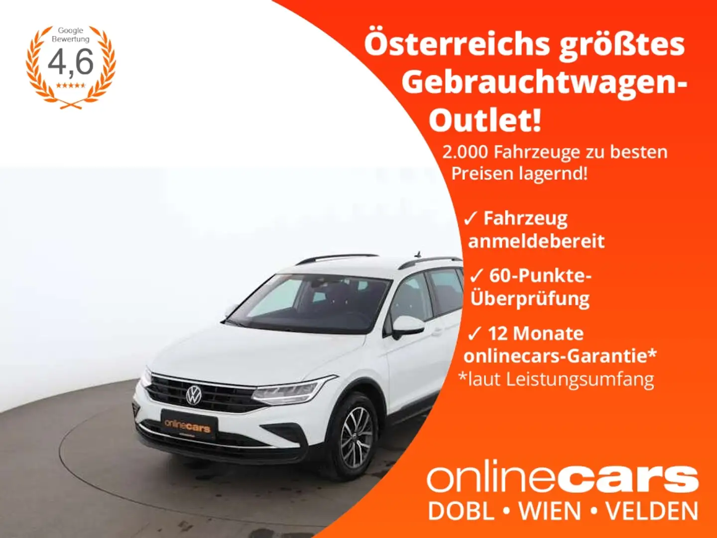 Volkswagen Tiguan 2.0 TDI Life Aut LED AHK RADAR 360-CAM Weiß - 1