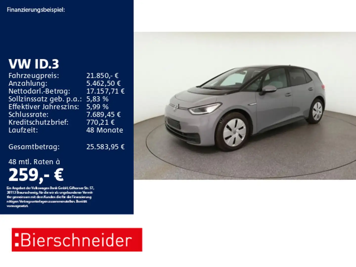 Volkswagen ID.3 Pro Family AHK MATRIX PANO ACC CAM Grau - 1