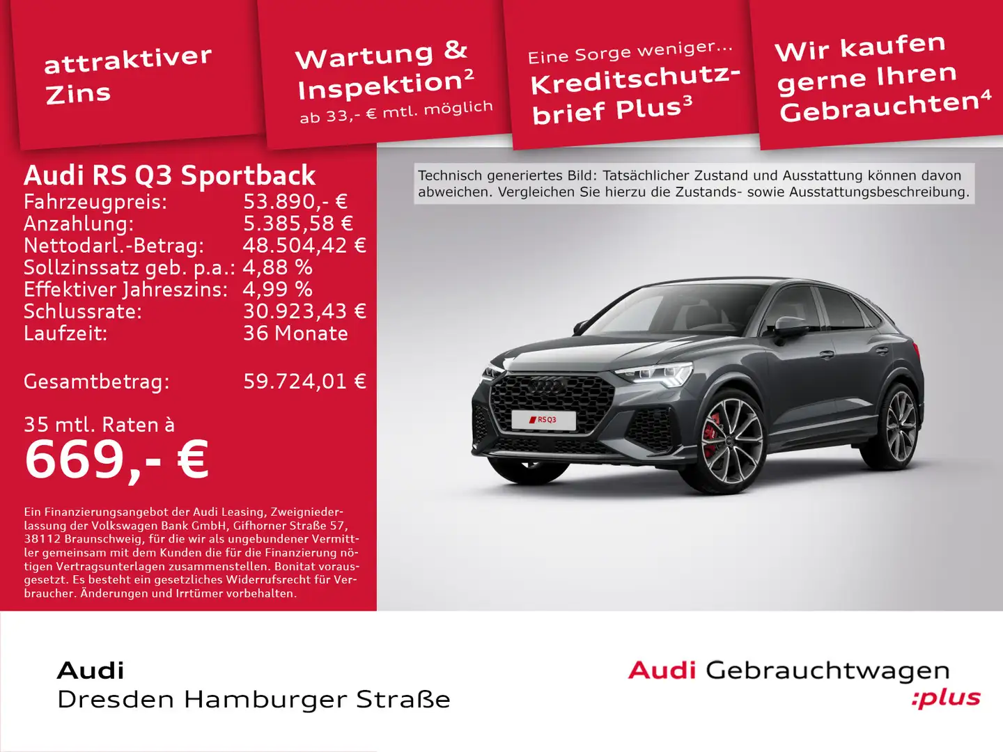 Audi RS Q3 2.5 TFSI quat. Matrix Navi SONOS Grau - 1