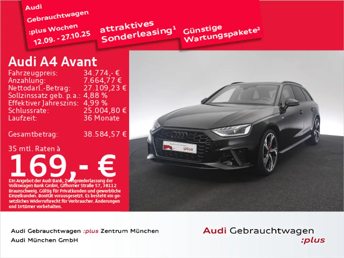 Audi A4 40 TFSI S tronic S line ACC/Virtual/Nav Nero - 1