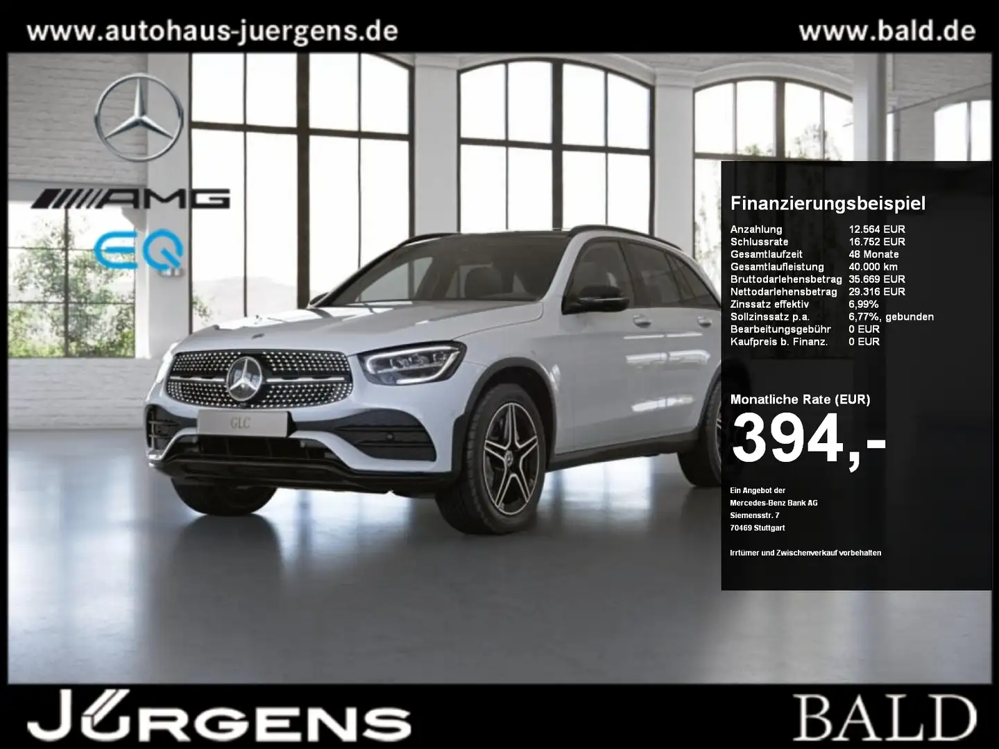 Mercedes-Benz GLC 200 4MATIC +AMG+MBUX+LED+Wide+Pano+AHK+Night Білий - 1