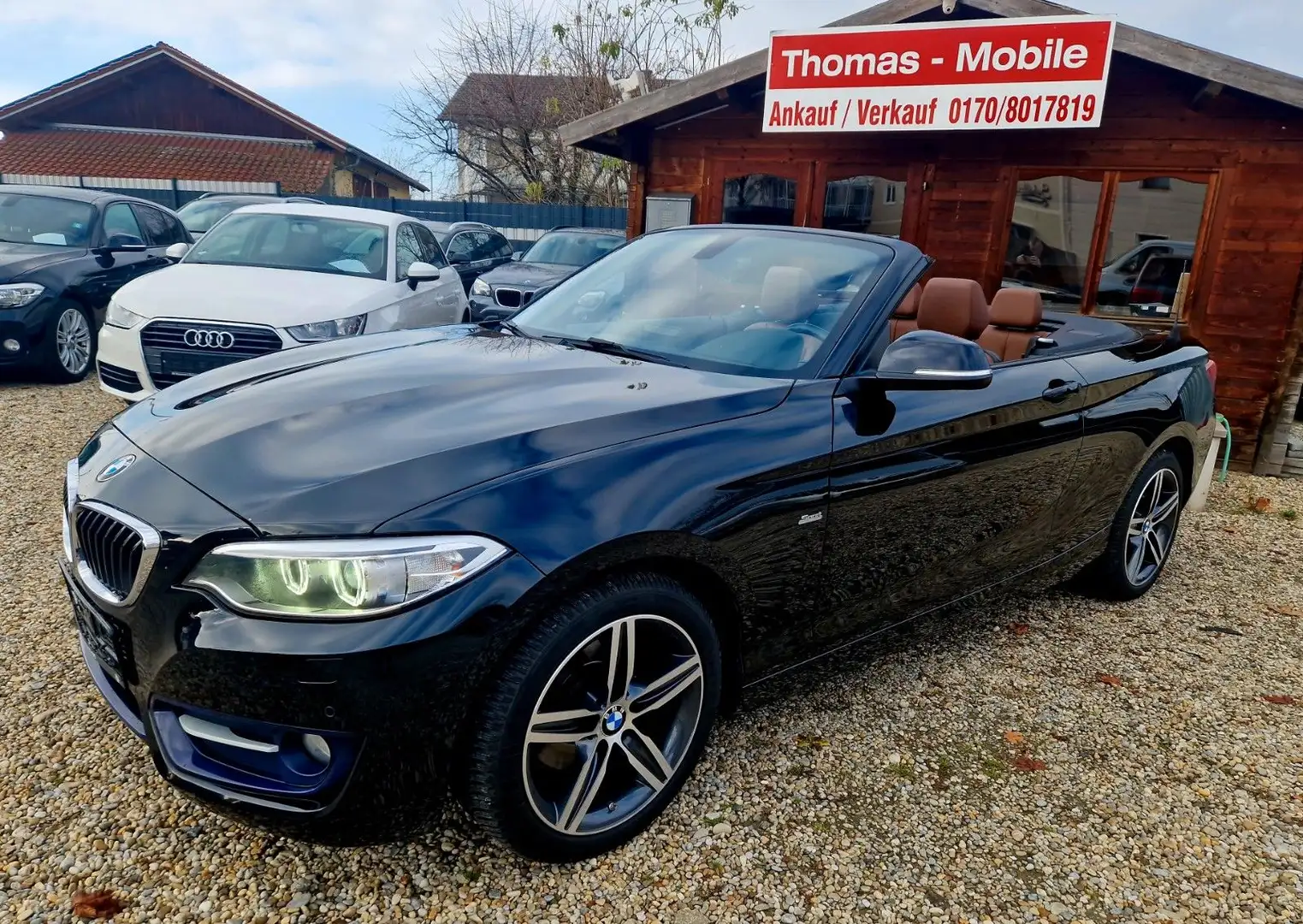 BMW 220 i Cabrio Sport Line Leder TOP! Noir - 1
