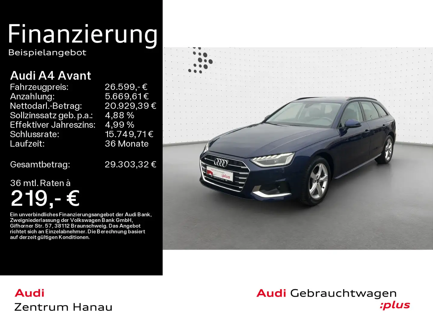 Audi A4 35 TDI S tronic ADVANCED *NAVI*LED*AHK* Blau - 1