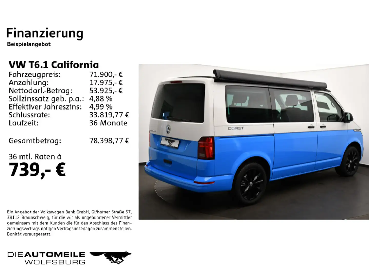 Volkswagen T6.1 California 2.0 TDI SCR DSG Coast Aufstellda Weiß - 2