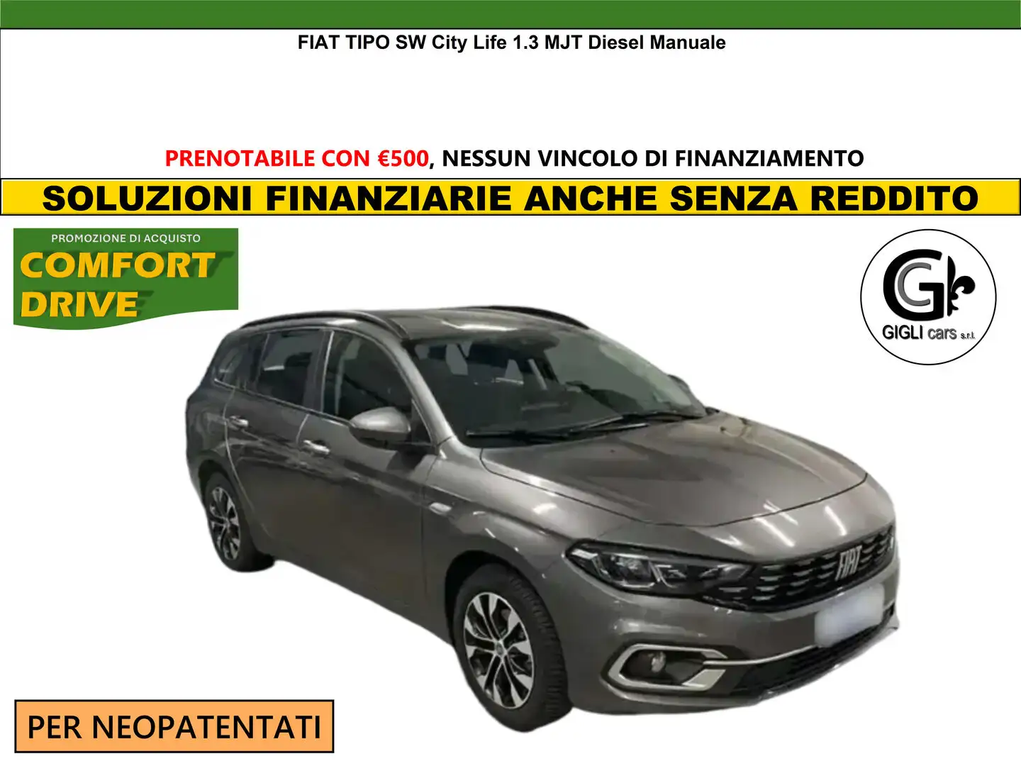 Fiat Tipo SW City Life 1.3 MJT Diesel Manuale Neopatentati Gri - 1