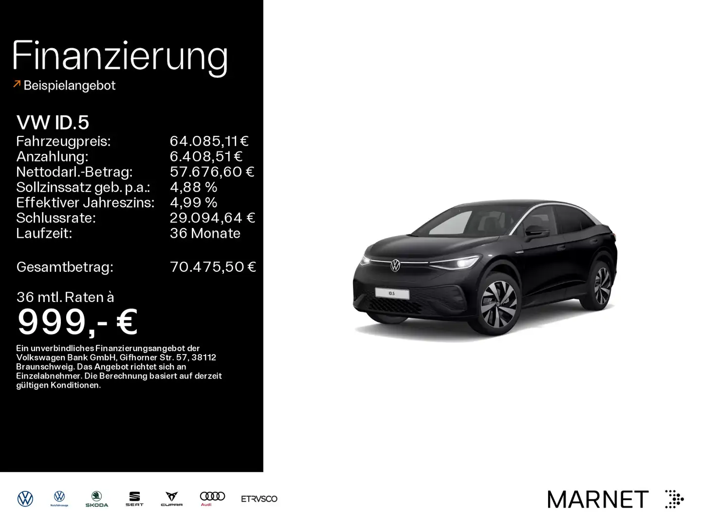Volkswagen ID.5 Pro Performance 150 kW mit Infotainment-Pak Schwarz - 1