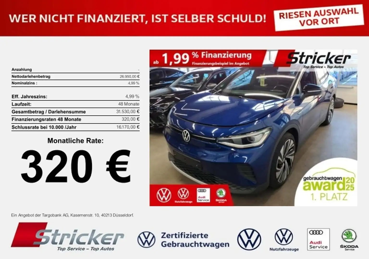Volkswagen ID.4 1st Max 150/77 320,-ohne Anzahlung ACC Kamera AHK Blau - 1