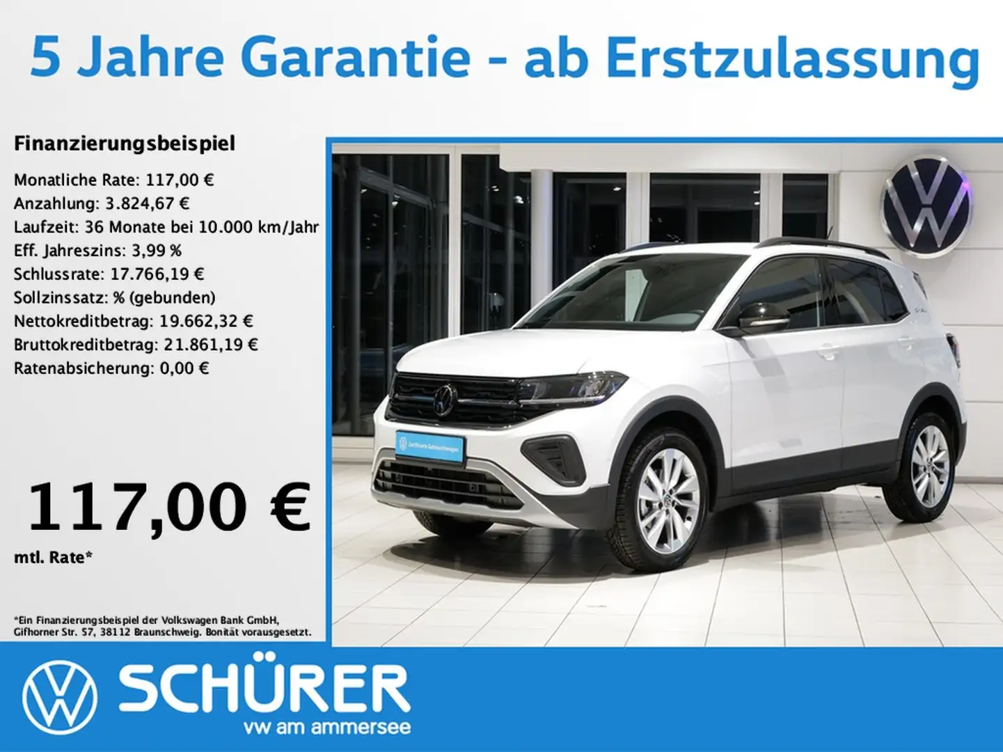 Volkswagen T-Cross 1.0TSI Goal AHK Navi RKam Totwinkel ACC Blanco - 1