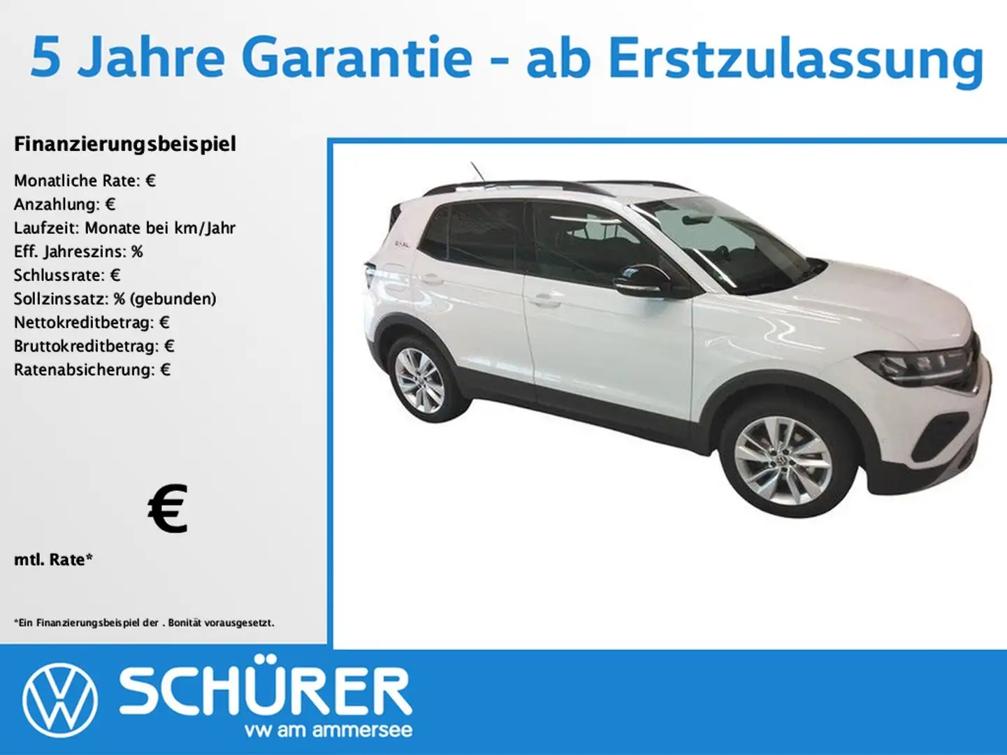 Volkswagen T-Cross 1.0TSI Goal AHK Navi RKam Totwinkel ACC Bianco - 1