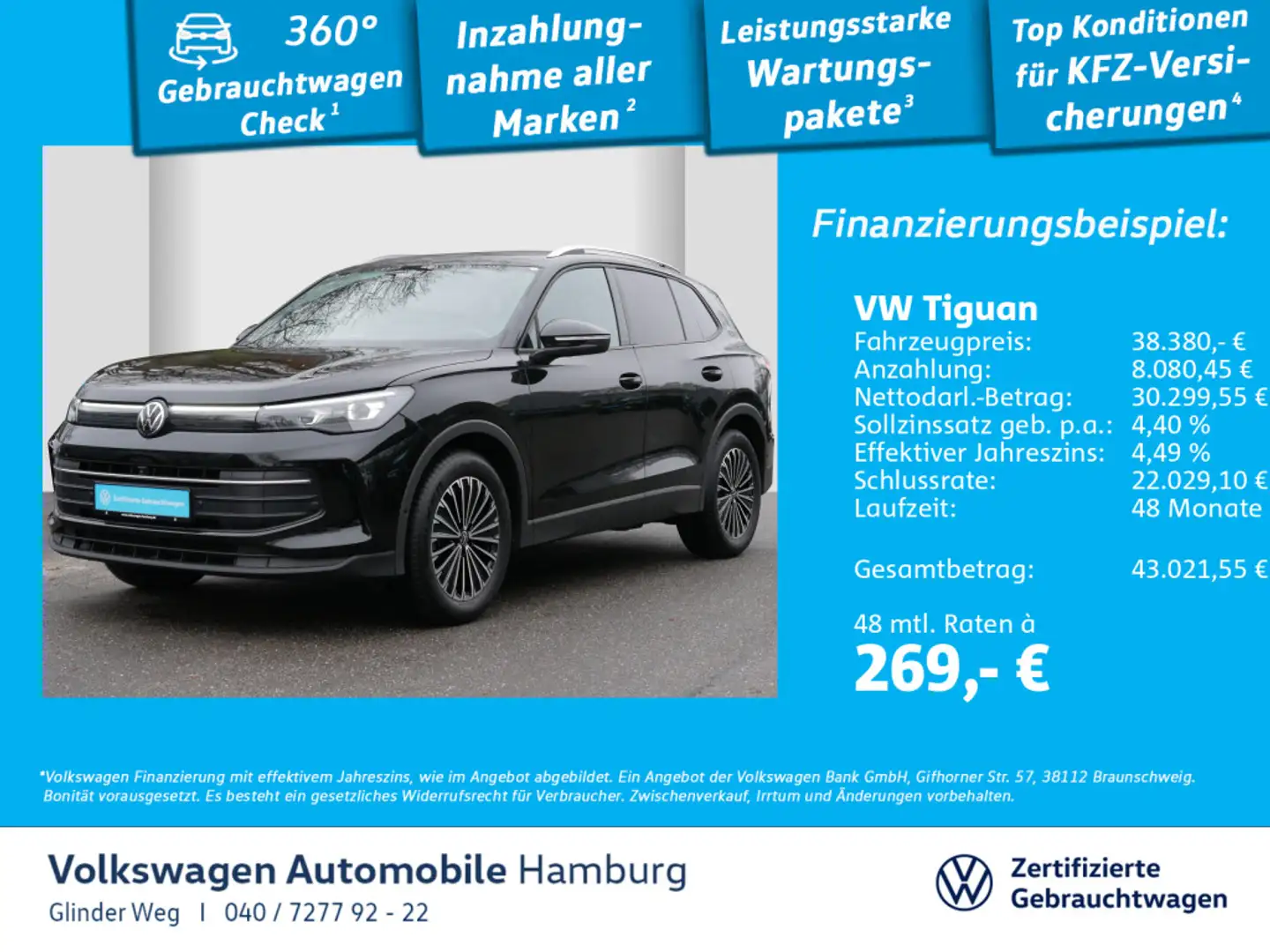 Volkswagen Tiguan 1.5 eTSI Goal DSG AHK Ganzjahresreifen Na Schwarz - 1