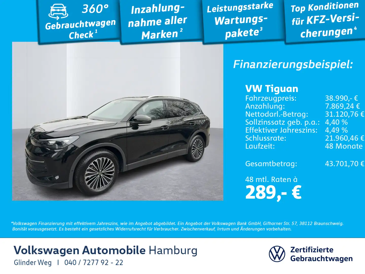 Volkswagen Tiguan 1.5 eTSI Goal DSG LM18 AHK Navi Schwarz - 1