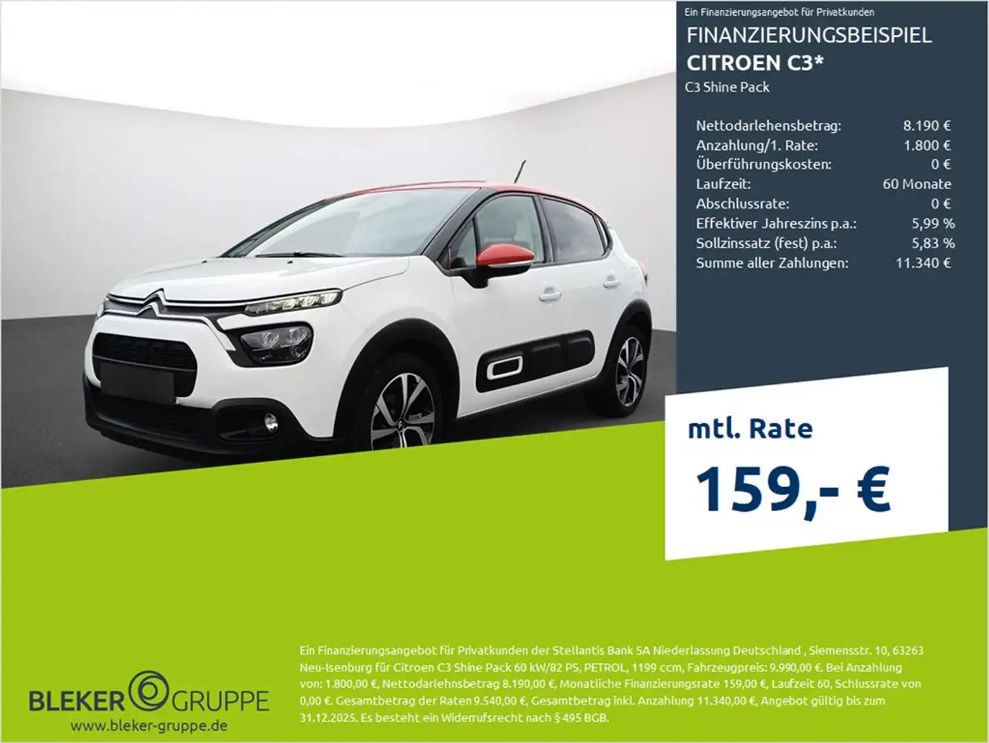 Citroen C3 C3 1.2 PureTech 82 Shine Pack Stop& Weiß - 1