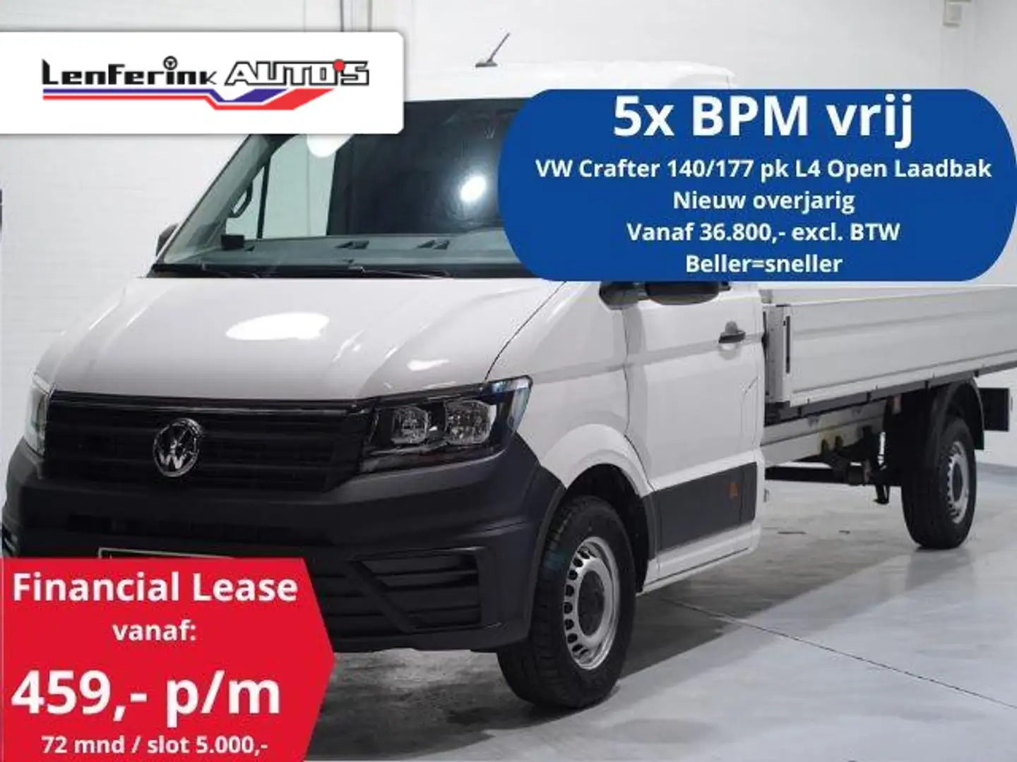 Volkswagen Crafter 2.0 TDI 140 pk L4 Pick Up / Open Laadbak Airco Cru White - 1
