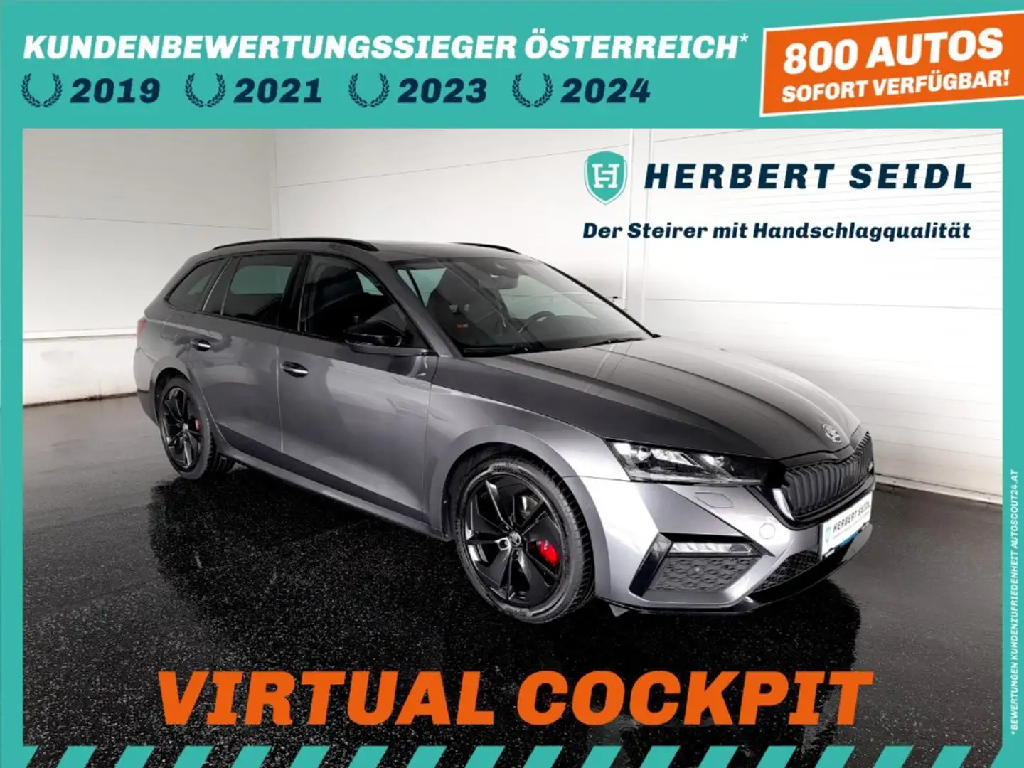 Skoda Octavia Combi RS 4x4 2,0 TDI DSG *SKY / STANDHZG / MATRIX-LED / HEAD-UP / VIRTUELL / NAVI / AHV / ACC / CANTON / E-KLAPPE* Grau - 1