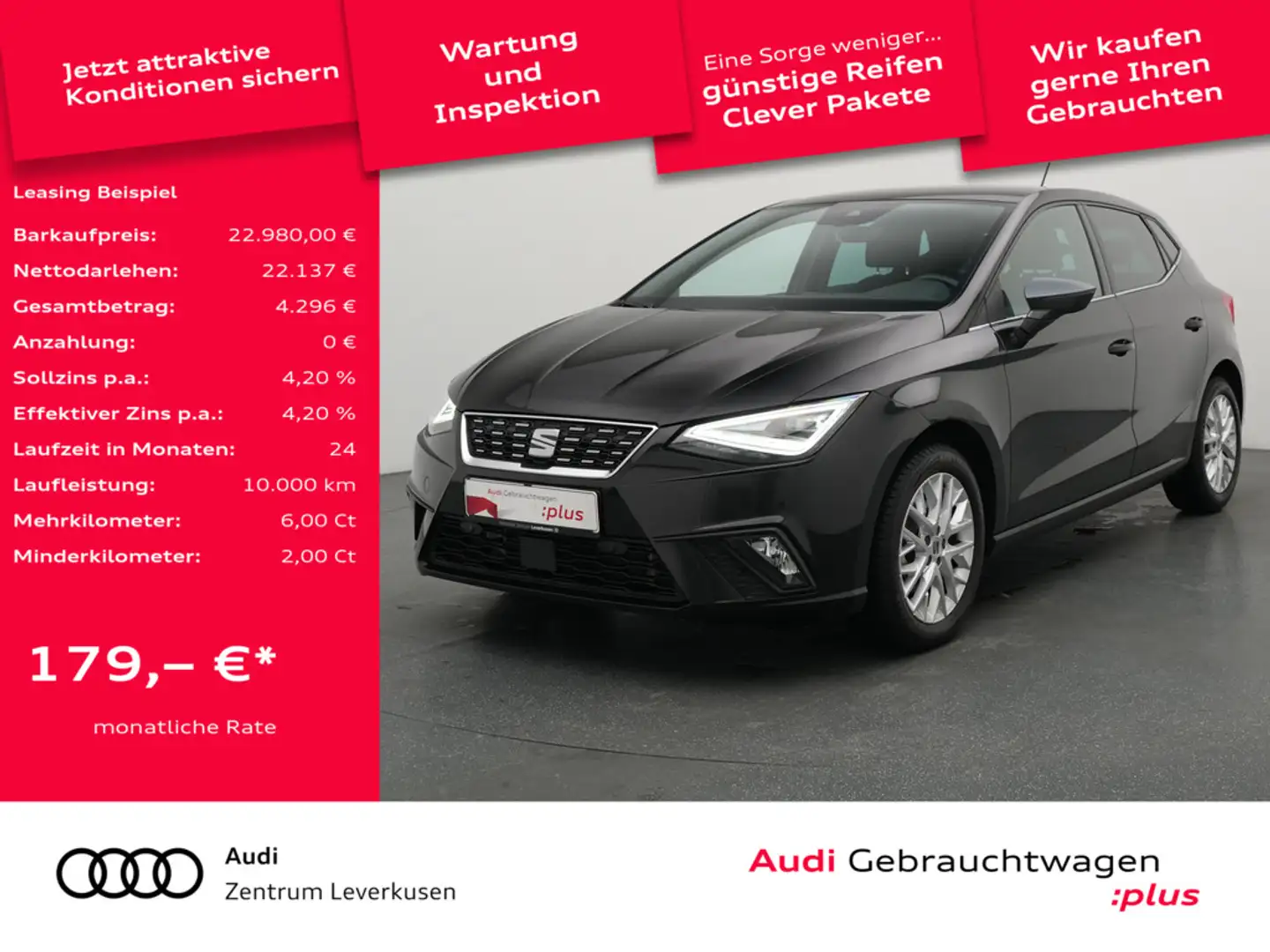 SEAT Ibiza Xcellence DSG NAVI VIRT ACC LEDER KAM S Schwarz - 1