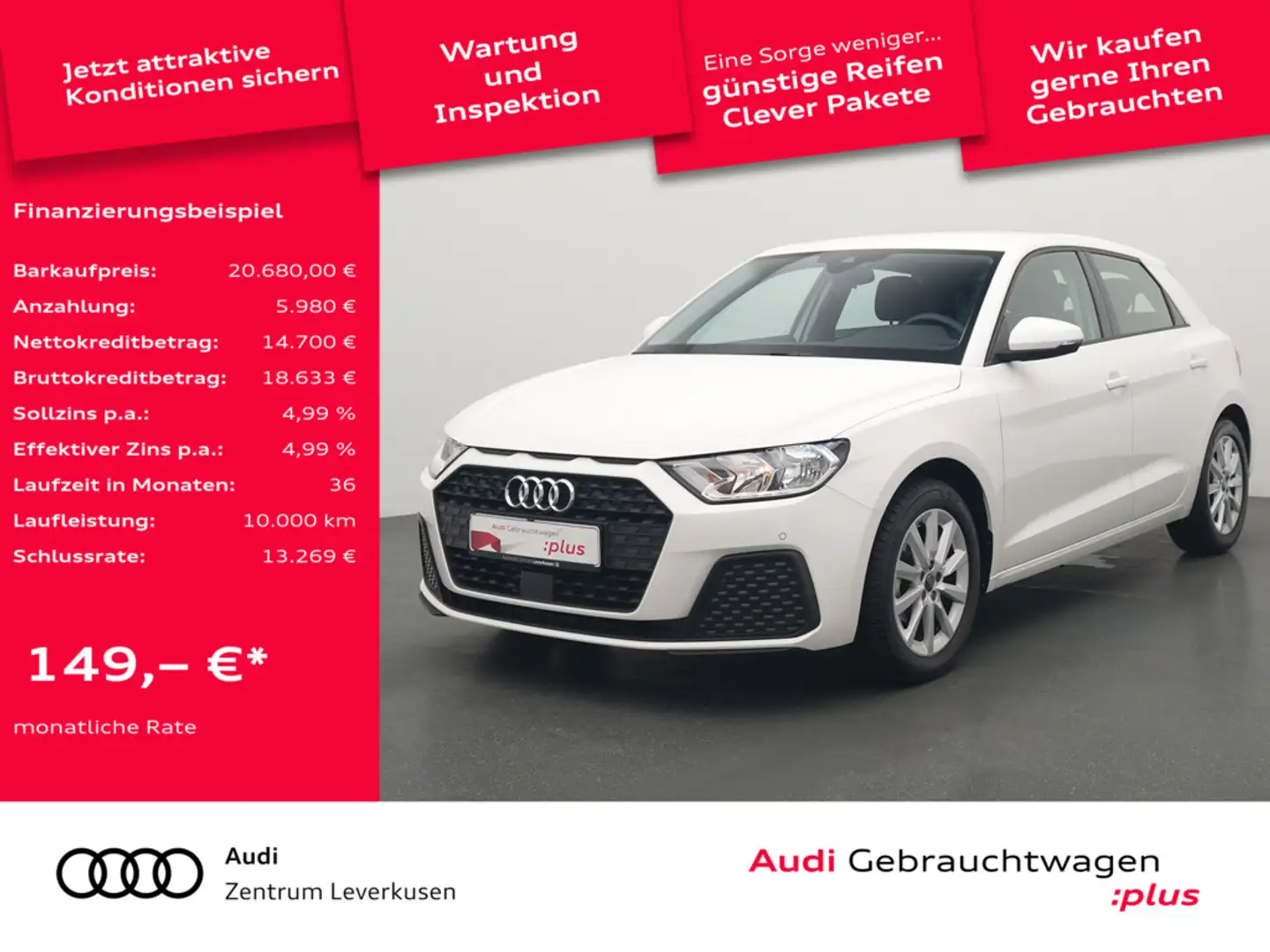 Audi A1 Sportback VIRT SHZ PDC KLIMA PORT NAVI Weiß - 1