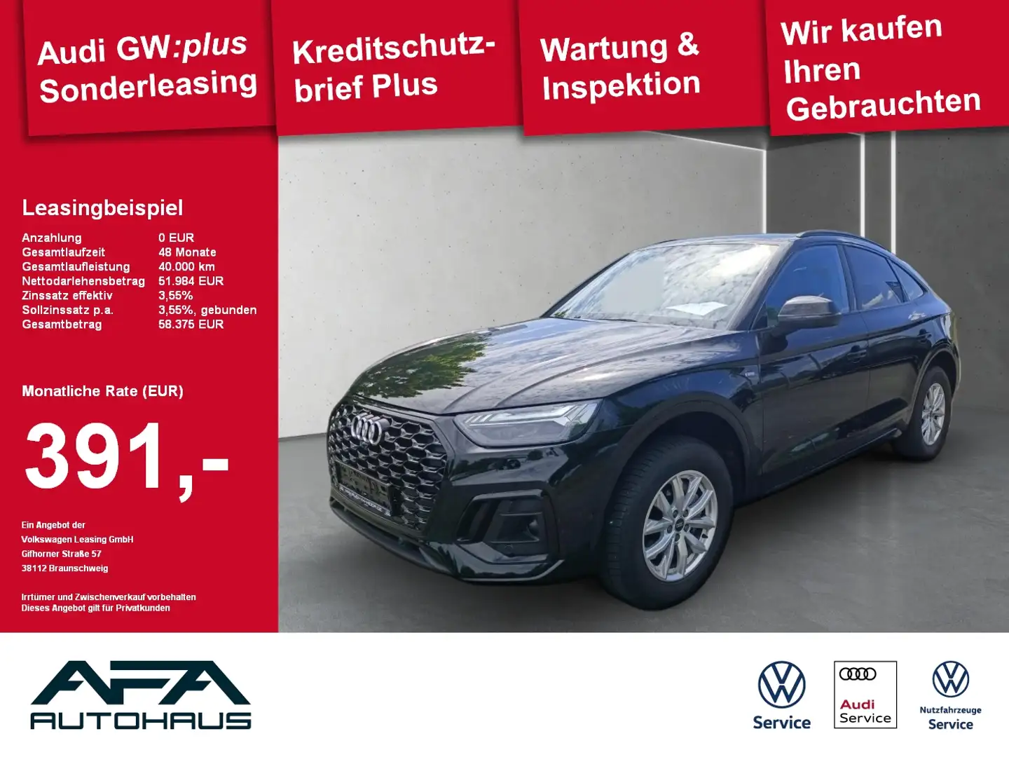 Audi Q5 Sportback 45 TFSI S-Line qu. AHK*RFK*ACC*LM20 Schwarz - 1