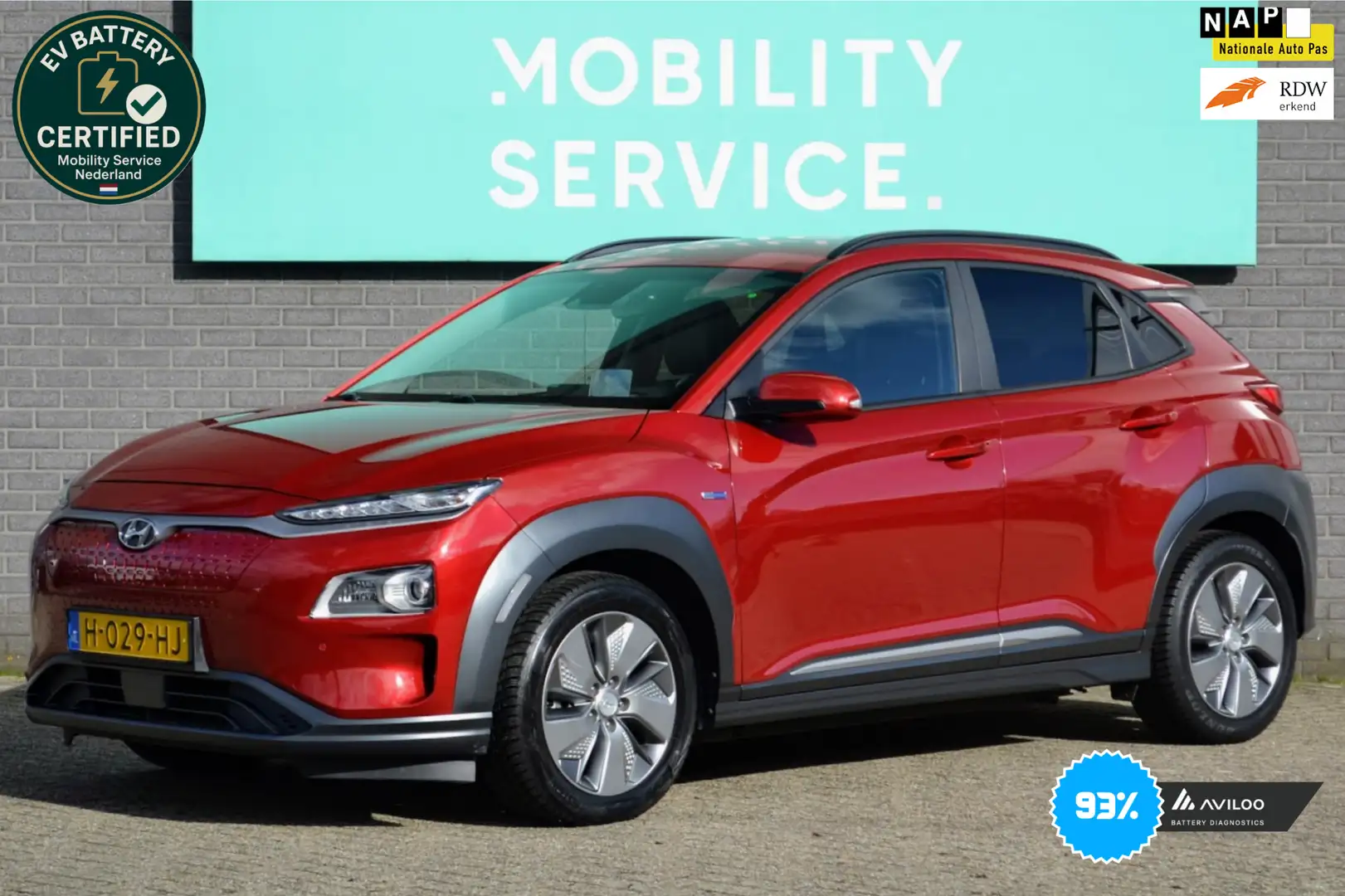 Hyundai KONA EV Premium 64 kWh 3FASE SOH93% Leder ACC Lane LED Rouge - 1