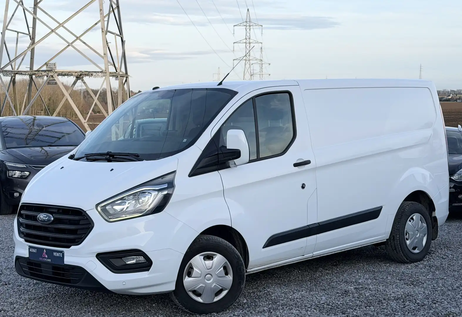 Ford Transit Custom 45000 KM !! - Euro 6d - 3 PL - ATT REMORQUE -TVAC Blanc - 1