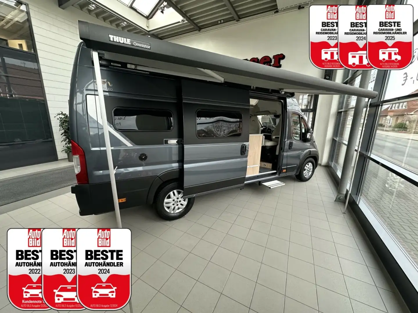 Mooveo VAN 63 EB XL Hochdach MEGA-DEAL +Navi+TV+Solar+Hub Grijs - 1