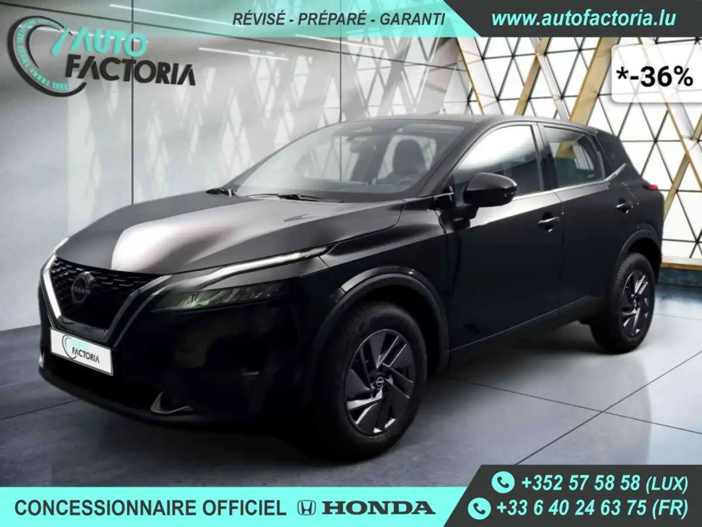 Nissan Qashqai -36% 1.3 DIG-T HYB 158cv+GPS+CAM360+Options Zwart - 1