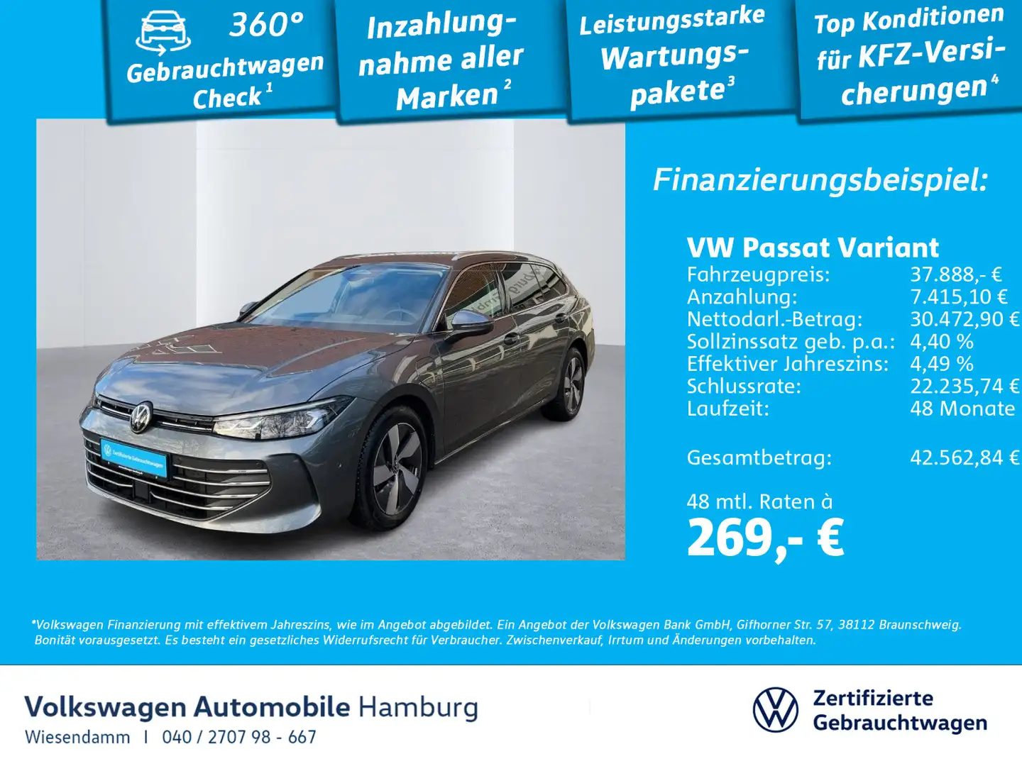 Volkswagen Passat Variant 1.5 TSI eHybrid Business DSG AHK Gris - 1