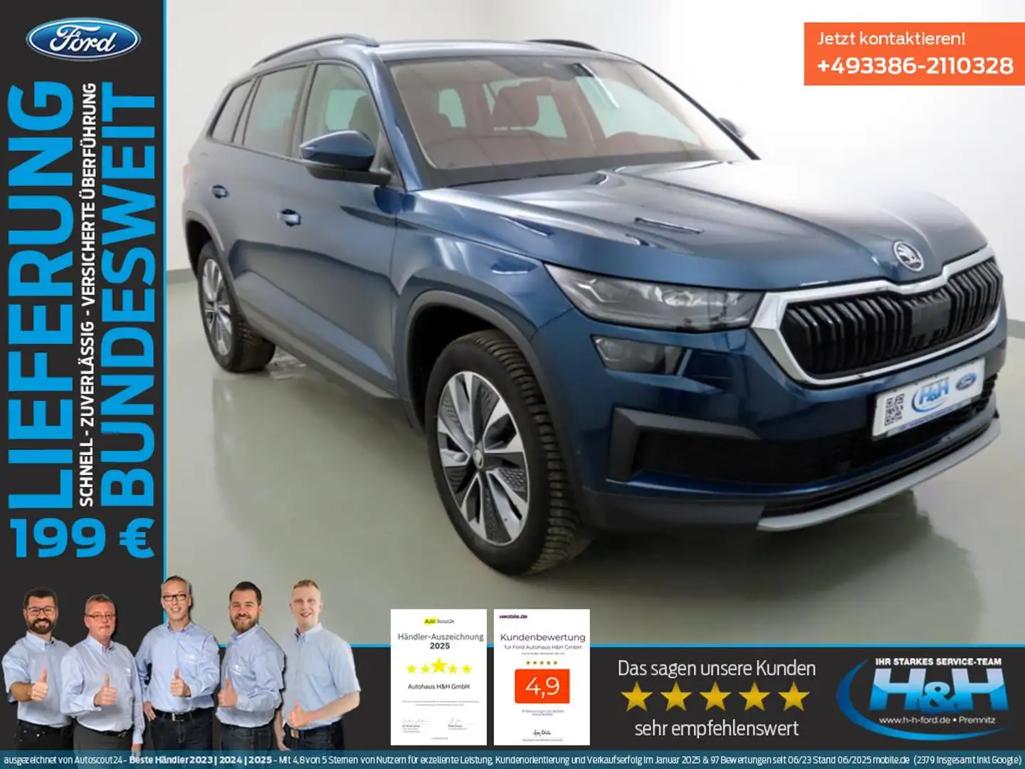 Skoda Kodiaq 1.5 TSI Aut Tour AHK+Kam+ParklenkAss+ACC Blau - 1