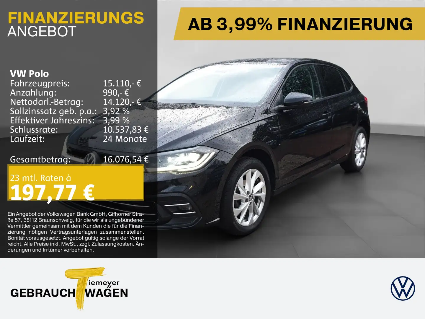Volkswagen Polo 1.0 TSI STYLE MATRIX LM16 NAVI Schwarz - 1