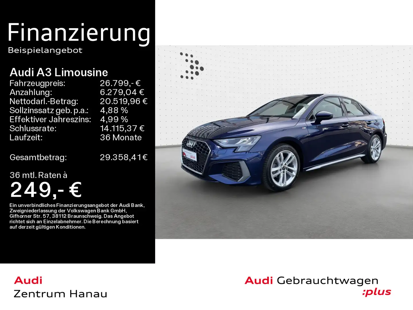 Audi A3 35 TDI S-LINE*NAVI-PLUS*KAMERA*PDC* Blau - 1