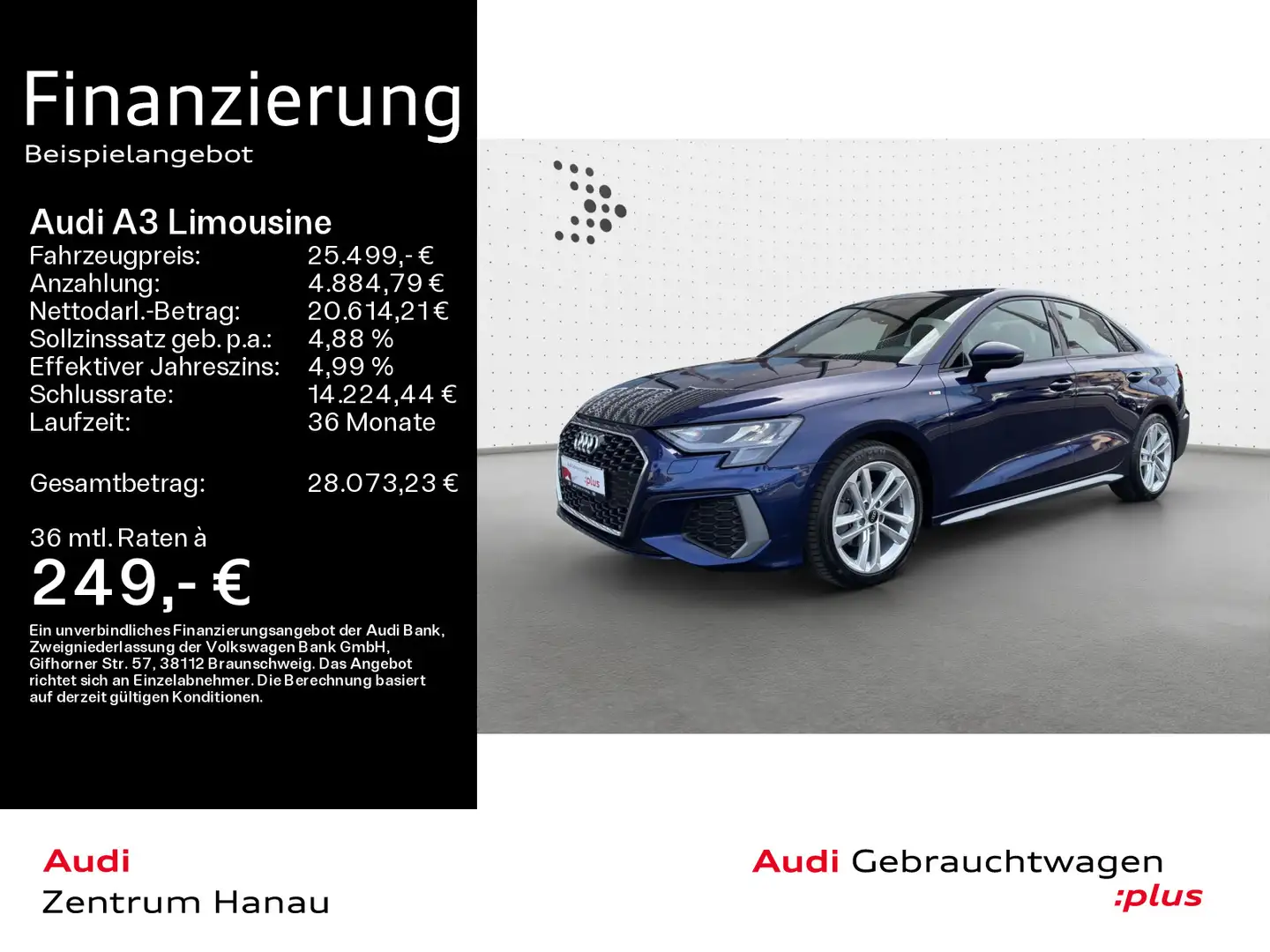 Audi A3 35 TDI S-LINE*NAVI-PLUS*KAMERA*PDC* Blau - 1