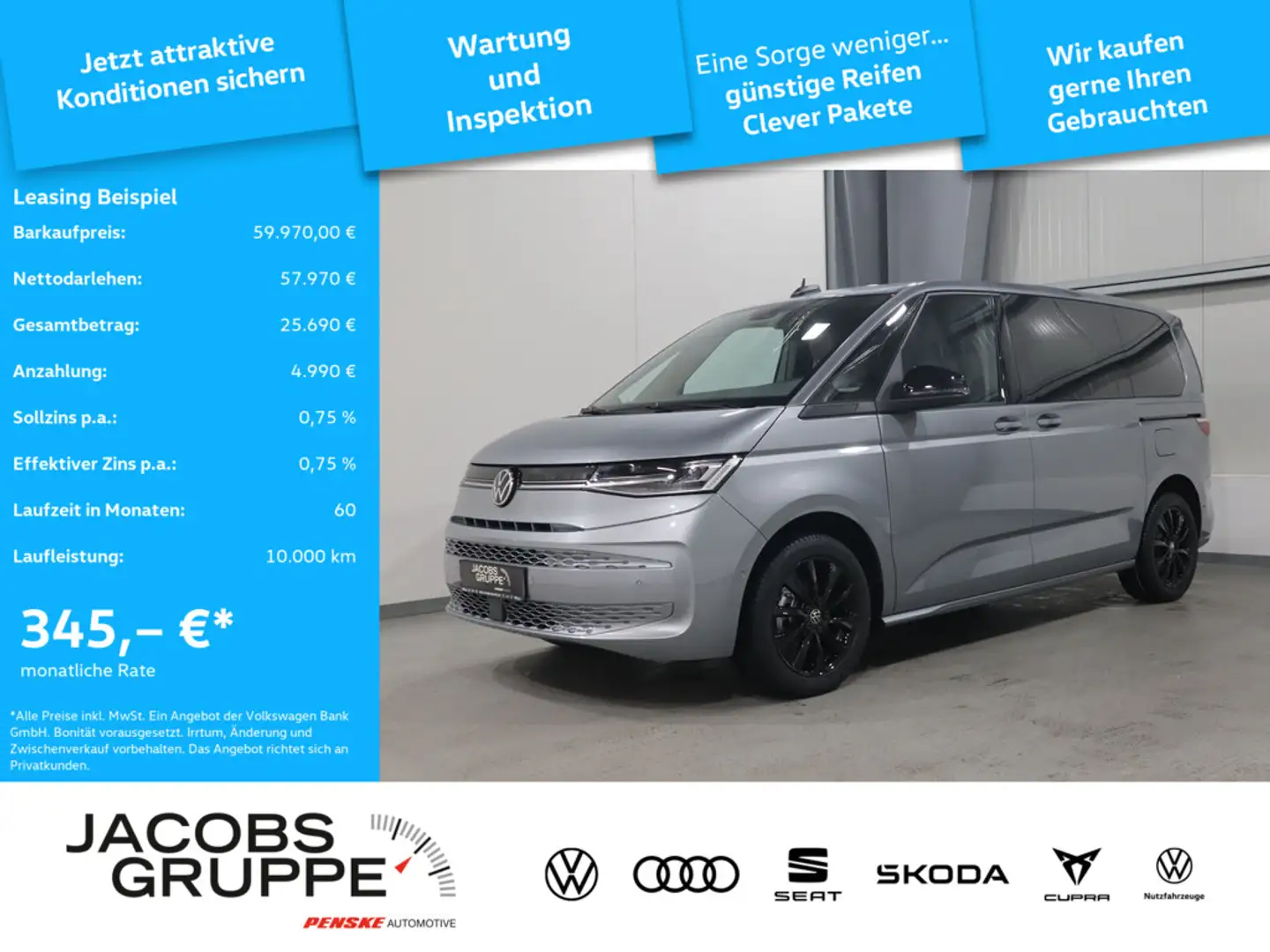 Volkswagen T7 Multivan Life 2,0 l 110 kW TDI SCR Front Silber - 1