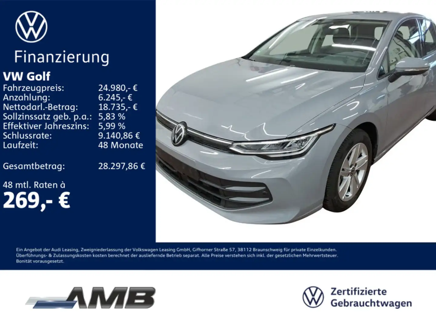 Volkswagen Golf Life 1.5 TSI LED/4xSitzhz/Standhzg/03.30Gar Grau - 1