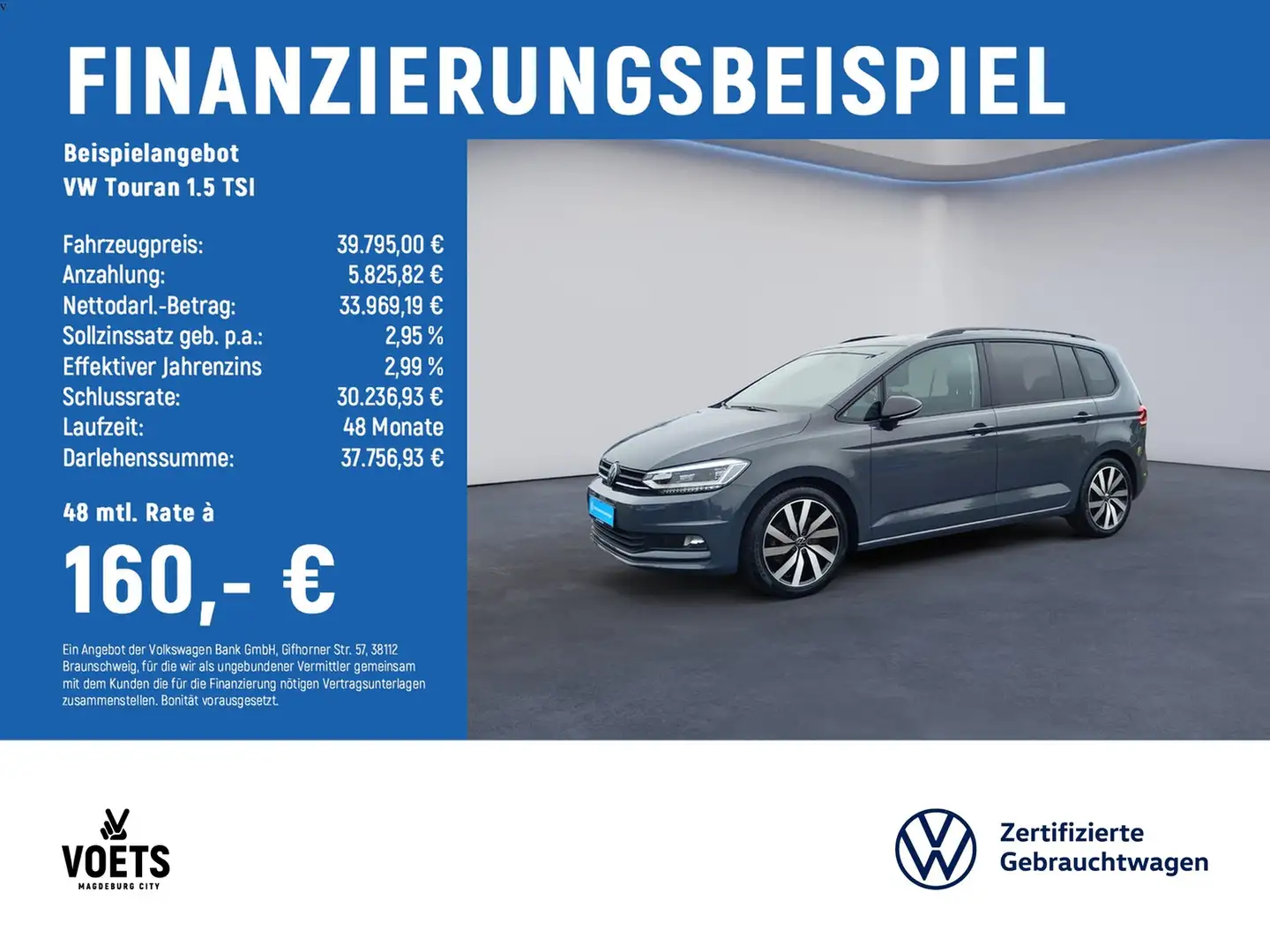 Volkswagen Touran 1.5 TSI Highline DSG+LED+NAVI+AHK+7SITZER Gris - 2